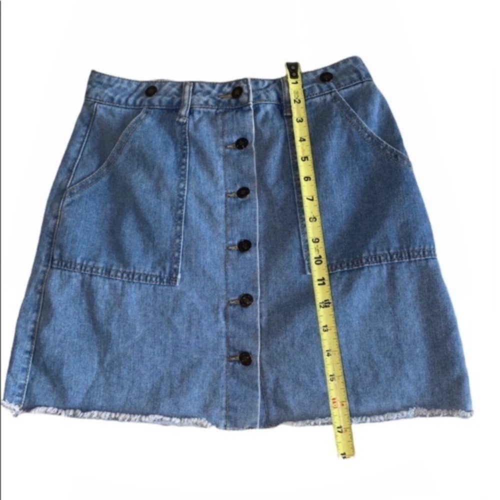 SHEIN Button-Up Denim Blue Jean Mini Skirt w/Pockets Women’s Size MEDIUM - Picture 3 of 13